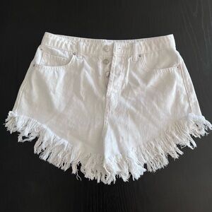 Wild Fable Bright White Fringed Jean Shorts